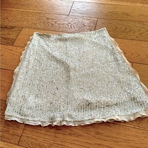 NWT Promesa Silver/nude tone Sequin Mini Skirt MED